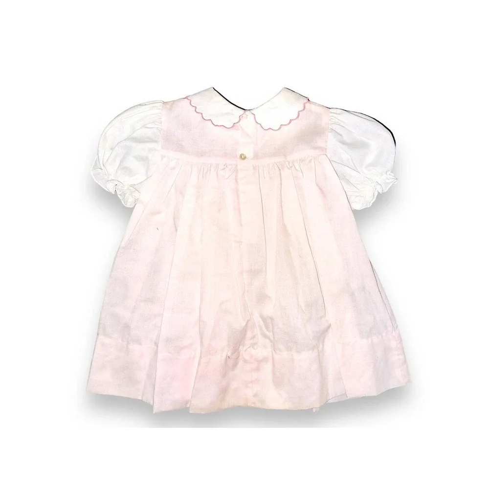 A9 Vintage Cherubs New York Infant Pink Dress Smock Flower Ruffle Rose 24 Months